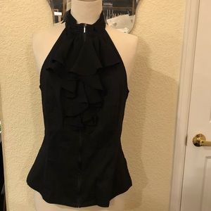 Nwt forever 21 black ruffled blouse sleeveless l